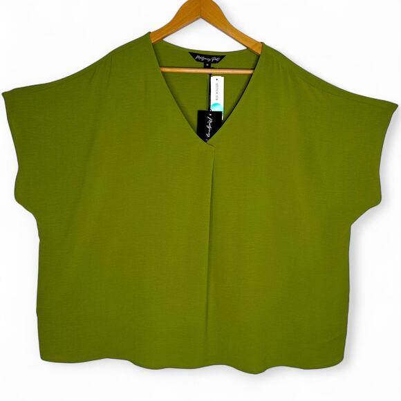 Stitch Fix Montgomery Post NWT Women's Killian Blouse 3X Green Short Sleeve - Picture 2 of 10
